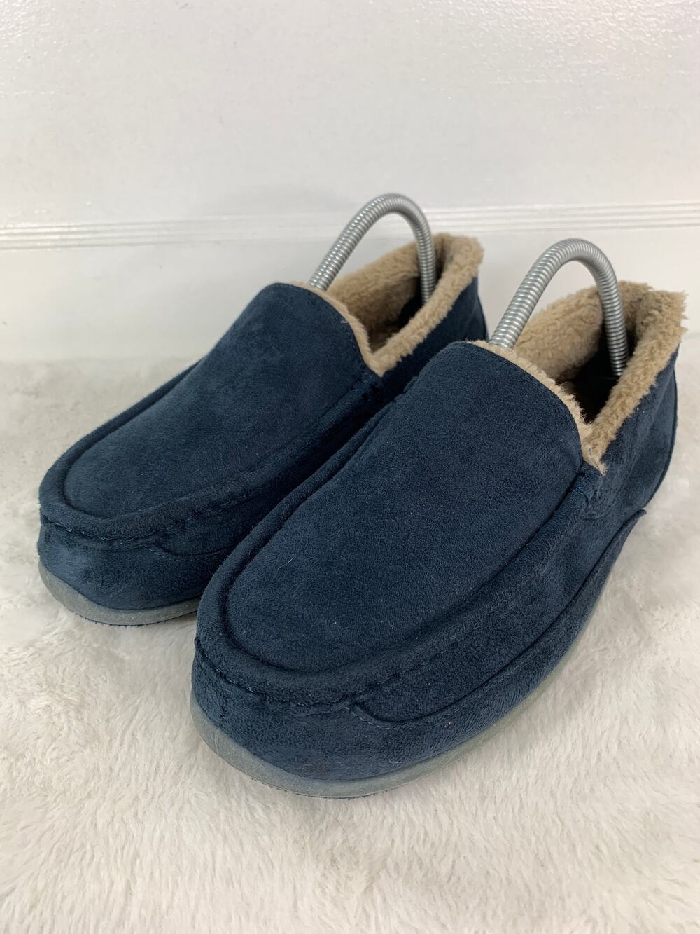 Deer Stags Men's LIL SPUN Moccasin Slippers Navy Blue Size 7